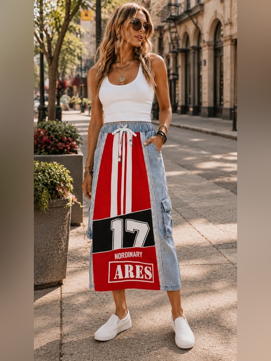 Galita Dresses & Skirts - Graphic Patchwork Maxi Skirt with Drawstring Waist various sizes